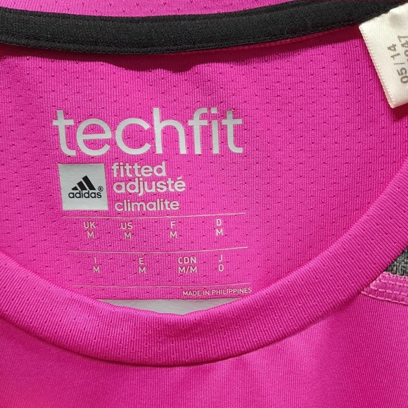 Adidas Tech Fit Climalite Athletic Top Womens Medium Pink Activewear - Picture 4 of 7
